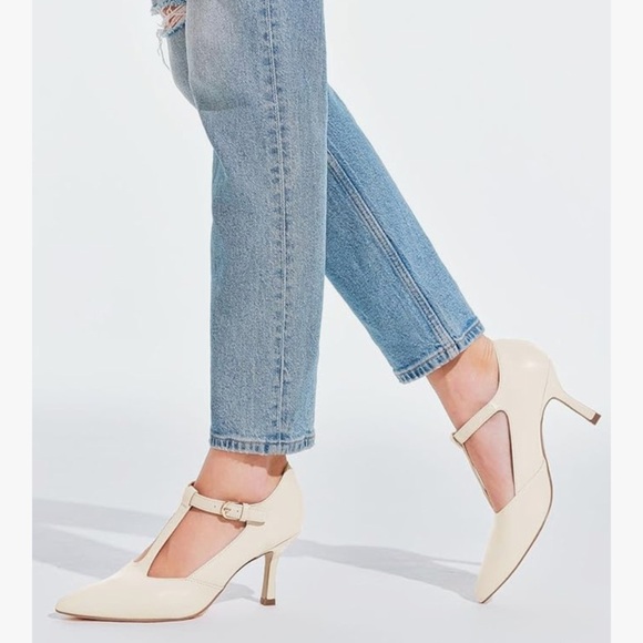 Mary Jane High Heels T Strap Closed Pointed Toe Pumps Buckle Work Office Shoes - Picture 3 of 7